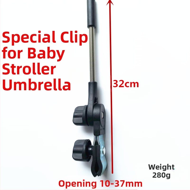 Držač za kišobran kolica, kišobran s 8 rebara, središnji štap od čelika, ručka od legure, ručno otvaranje i zatvaranje, UPF > 40