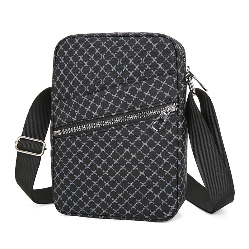 Ανδρική PU δερμάτινη Τσάντα Ώμου – Καρό σχέδιο, Zhong Zhuo, άνοιξη 2025