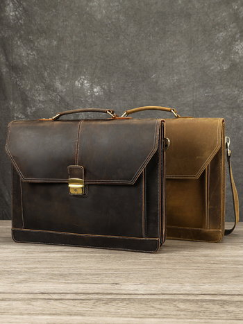 MASIWEI Crazy Horse Leather Επαγγελματική Τσάντα Για Φορητό Υπολογιστή (Γνήσιο Δέρμα; Crazy Horse Δέρμα; Στυλ: Business Elite; Αναδιπλούμενο; Μείωση Φορτίου)