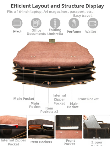 MASIWEI Crazy Horse Leather Επαγγελματική Τσάντα Για Φορητό Υπολογιστή (Γνήσιο Δέρμα; Crazy Horse Δέρμα; Στυλ: Business Elite; Αναδιπλούμενο; Μείωση Φορτίου)