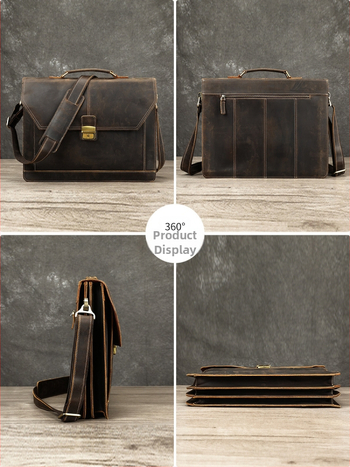 MASIWEI Crazy Horse Leather Επαγγελματική Τσάντα Για Φορητό Υπολογιστή (Γνήσιο Δέρμα; Crazy Horse Δέρμα; Στυλ: Business Elite; Αναδιπλούμενο; Μείωση Φορτίου)