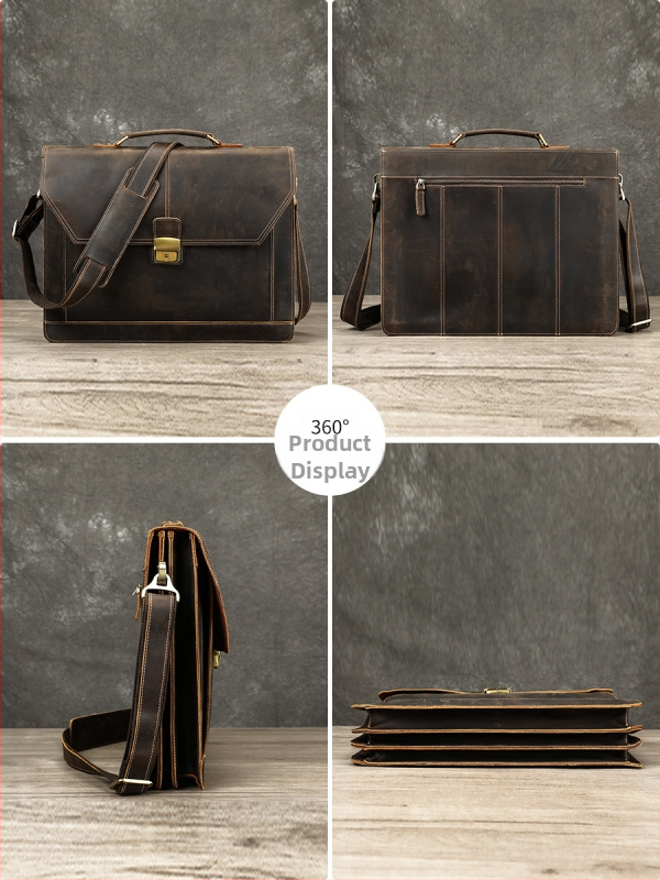 MASIWEI Crazy Horse Leather Делова чанта за лаптоп — Естествена кожа; Crazy Horse; Стил: Business Elite; Възможност за сгъване; Намаляване на натоварването