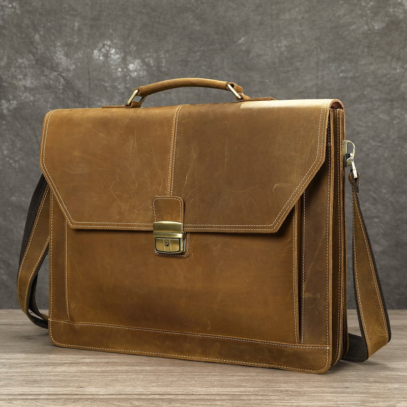 MASIWEI Crazy Horse Leather Επαγγελματική Τσάντα Για Φορητό Υπολογιστή (Γνήσιο Δέρμα; Crazy Horse Δέρμα; Στυλ: Business Elite; Αναδιπλούμενο; Μείωση Φορτίου)