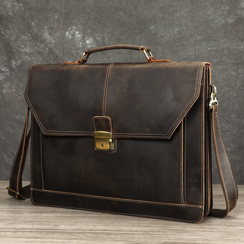 MASIWEI Crazy Horse Leather Επαγγελματική Τσάντα Για Φορητό Υπολογιστή (Γνήσιο Δέρμα; Crazy Horse Δέρμα; Στυλ: Business Elite; Αναδιπλούμενο; Μείωση Φορτίου)