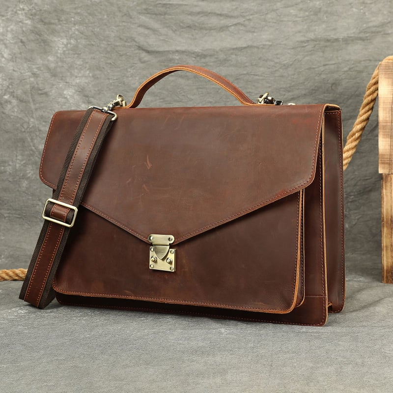 MASIWEI Crazy Horse Leather Επαγγελματική Τσάντα Για Φορητό Υπολογιστή (Γνήσιο Δέρμα; Crazy Horse Δέρμα; Στυλ: Business Elite; Αναδιπλούμενο; Μείωση Φορτίου)