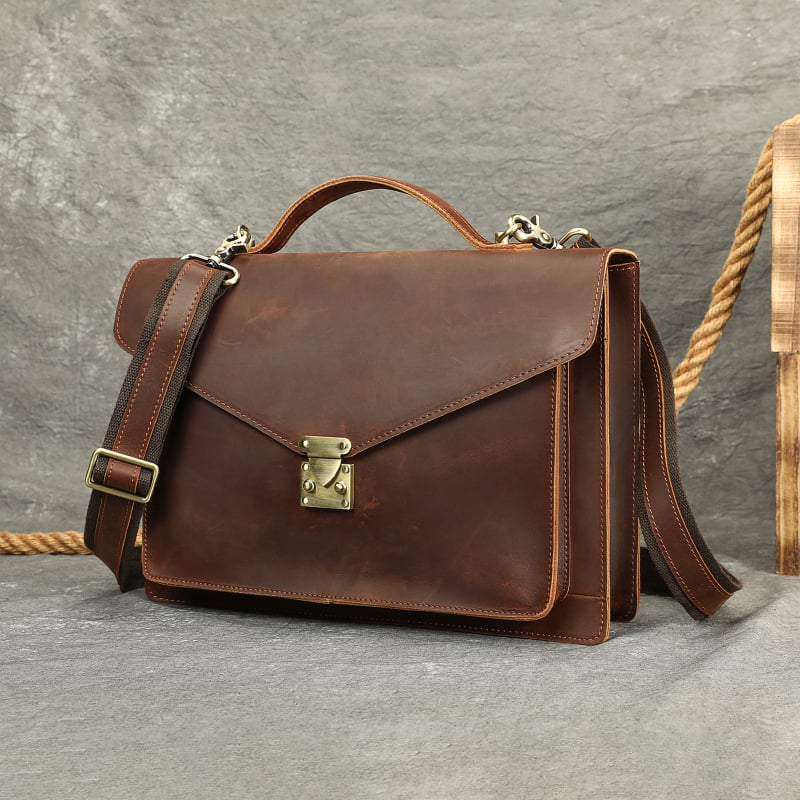 MASIWEI Crazy Horse Leather Επαγγελματική Τσάντα Για Φορητό Υπολογιστή (Γνήσιο Δέρμα; Crazy Horse Δέρμα; Στυλ: Business Elite; Αναδιπλούμενο; Μείωση Φορτίου)