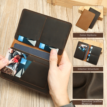 Θήκη Διαβατηρίου από Γνήσιο Δέρμα Crazy Horse — Unisex, Ρετρό Στυλ Ευρώπη-Αμερική, Πολύ ελαφρύ, Με δύο Διαμερίσματα, Επένδυση από Δέρμα Αγελάδας