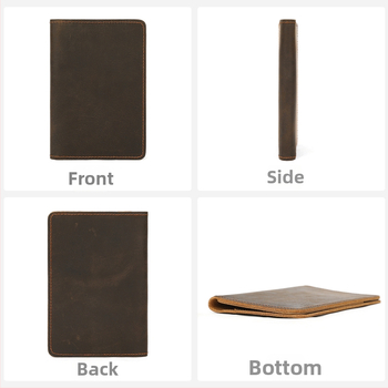 Θήκη Διαβατηρίου από Γνήσιο Δέρμα Crazy Horse — Unisex, Ρετρό Στυλ Ευρώπη-Αμερική, Πολύ ελαφρύ, Με δύο Διαμερίσματα, Επένδυση από Δέρμα Αγελάδας