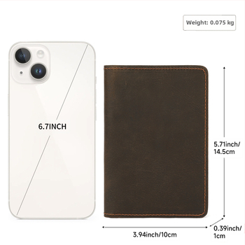 Θήκη Διαβατηρίου από Γνήσιο Δέρμα Crazy Horse — Unisex, Ρετρό Στυλ Ευρώπη-Αμερική, Πολύ ελαφρύ, Με δύο Διαμερίσματα, Επένδυση από Δέρμα Αγελάδας