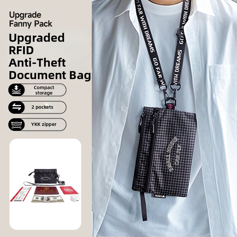 Θήκη διαβατηρίου με κορδόνι για τον λαιμό, προστασία RFID, αντι-κλοπή, πολυλειτουργικός οργανωτής για διαβατήριο και ID