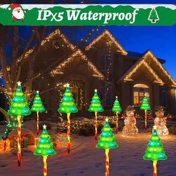 Соларни LED лампи за коледно дърво на стойка, външни, водоустойчиви IP44, модел AS-55, 0,03 W, за украса на двора