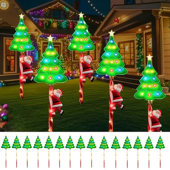 Соларни LED лампи за коледно дърво на стойка, външни, водоустойчиви IP44, модел AS-55, 0,03 W, за украса на двора