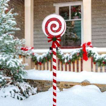 Соларни коледни градински светлини за открито, железна конструкция, снежен човек и бонбони форми, IP44, 0.5W, 6–12 ч време на работа