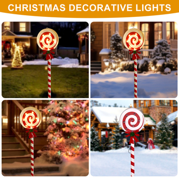 Соларни коледни градински светлини за открито, железна конструкция, снежен човек и бонбони форми, IP44, 0.5W, 6–12 ч време на работа