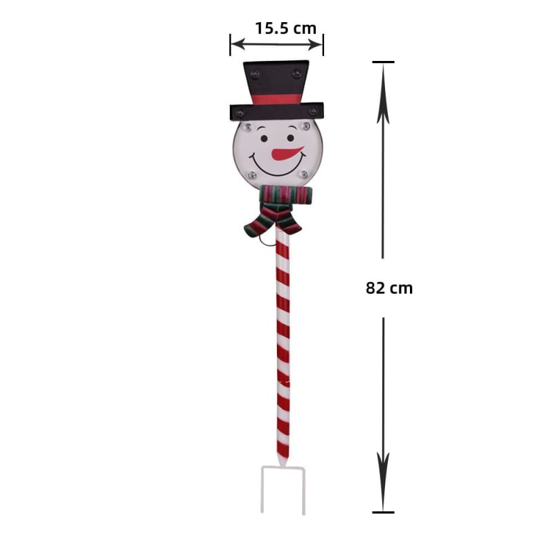 Соларни коледни градински светлини за открито, железна конструкция, снежен човек и бонбони форми, IP44, 0.5W, 6–12 ч време на работа
