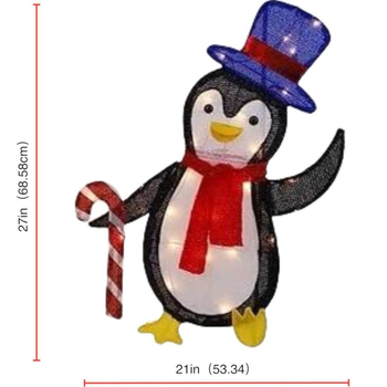 Коледен осветен пингвин – комплект от 2 броя, сгъваем и подредим градински декор за вътрешен и външен двор