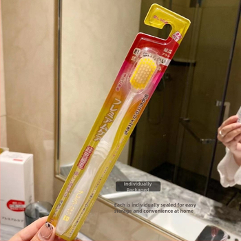 Зъбна четка за възрастни в японски стил, меки четина, високи и ниски четина, широка глава, 12 бр комплект