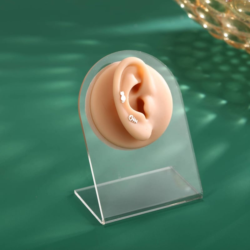 Μοντέλο αυτιού από σιλικόνη για διάτρηση και τατουάζ με βάση επίδειξης (σιλικόνη πλατινένιας ποιότητας; επιλογές προβολής αριστερού ή δεξιού αυτιού)