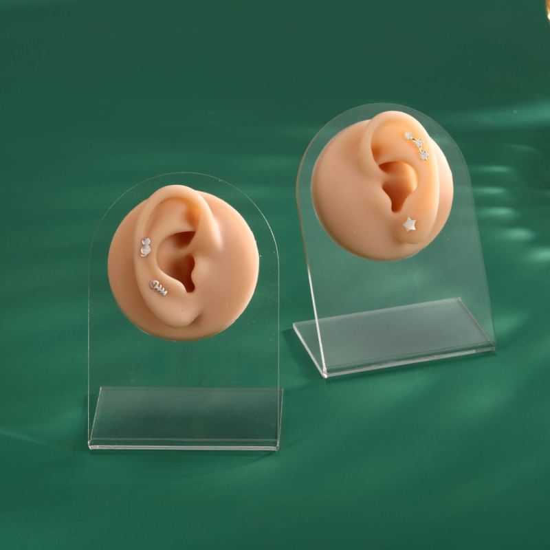 Μοντέλο αυτιού από σιλικόνη για διάτρηση και τατουάζ με βάση επίδειξης (σιλικόνη πλατινένιας ποιότητας; επιλογές προβολής αριστερού ή δεξιού αυτιού)