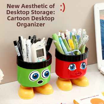 Organizator de birou rotund cu design cartoon (Plastic • Formă: Rotundă • Cartoon Storage Bucket • Imprimare logo: Da • Export cross-border: Da)