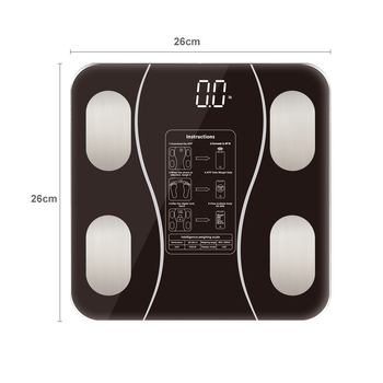 Bluetooth kūno riebalų matuoklis, 180 kg talpa, grūdinto stiklo panelė, matuoja svorį, riebalus ir drėgmę