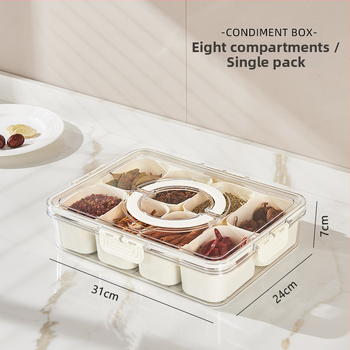 Κουτί οργάνωσης μπαχαρικών, κατάλληλο για τρόφιμα, φορητό, τετράγωνο, 1 επίπεδο, χωρητικότητα 1-2 L, πλαστικό