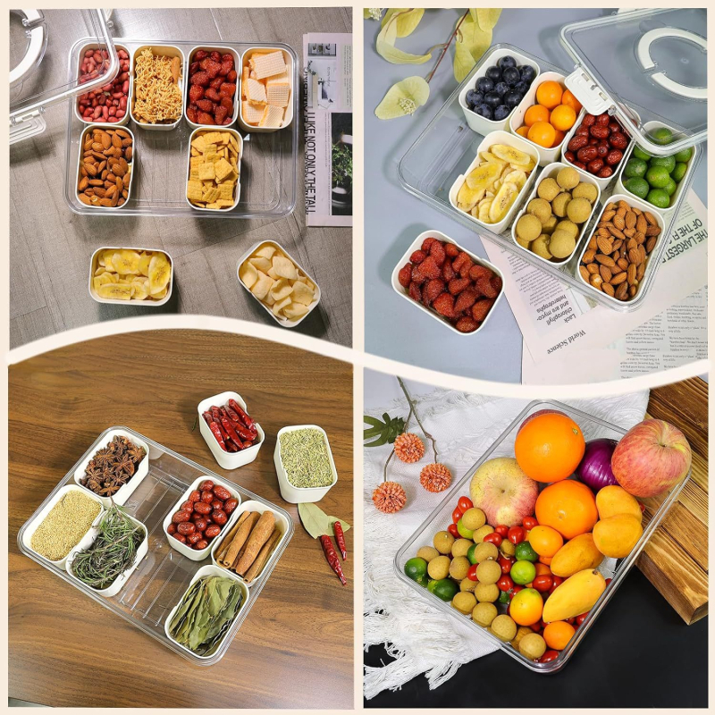 Κουτί οργάνωσης μπαχαρικών, κατάλληλο για τρόφιμα, φορητό, τετράγωνο, 1 επίπεδο, χωρητικότητα 1-2 L, πλαστικό