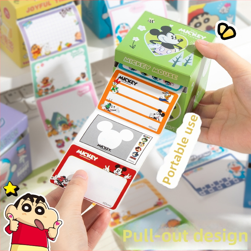 Shin-chan lipnios užrašų kortelės su traukimo juostele – 96 lapai, IP licencijuota (Shin-chan/Crayon Shin-chan), prekinis ženklas Yoofun, produkto numeris YFBLT