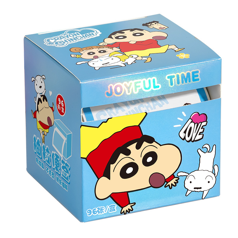 Shin-chan lipnios užrašų kortelės su traukimo juostele – 96 lapai, IP licencijuota (Shin-chan/Crayon Shin-chan), prekinis ženklas Yoofun, produkto numeris YFBLT