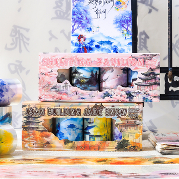 Комплект ленти за скрапбукинг за дневник | 2 стила, ретро стил, PET материал, печатна техника, артикул DR967911948241, марка MOKING TRAVEL