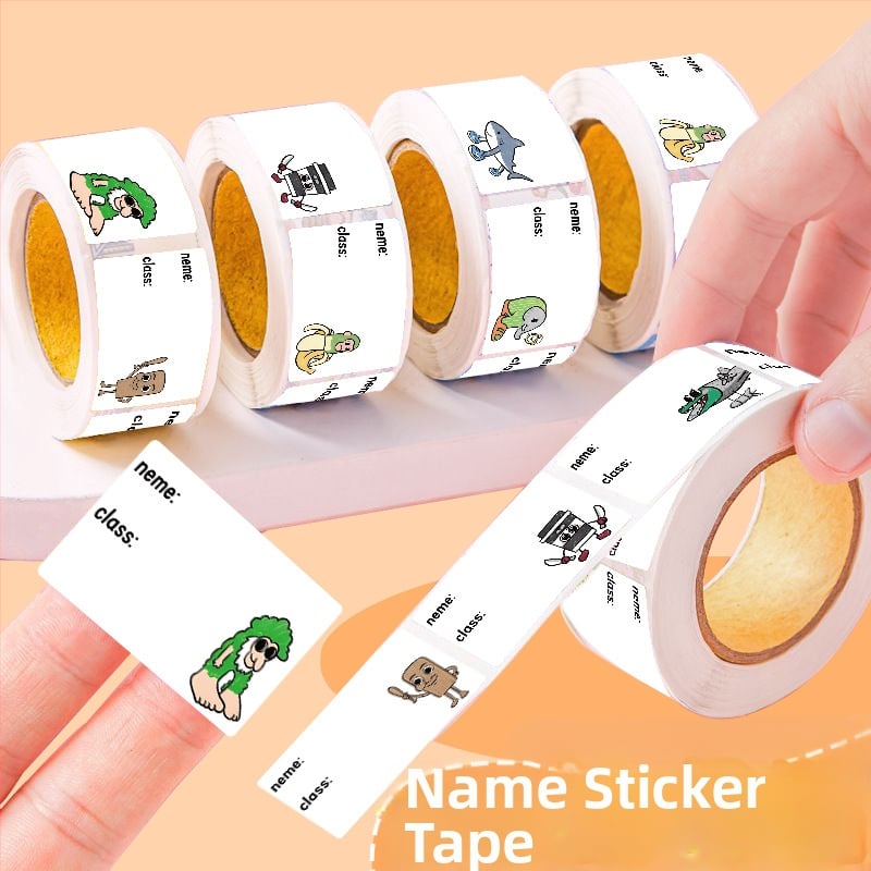 Q версия стикери за фамилия – ролка за първи клас и детска градина, настолни ленти за писане със запечатан ръб (JU1326; Материал: Non-dry Adhesive; Стил: Cartoon; Изработка: Печат)