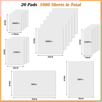Skaidrios lipnios užrašų knygelės su rašymo paviršiumi, atsparios vandeniui, stiprus prilipimas, 1000 puslapių