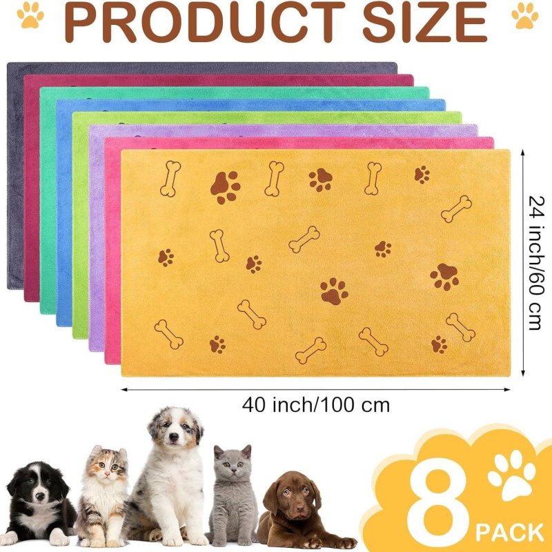 Qiyasi šuns rankšluostis iš ultrafino pluošto su atspaustu logotipu, absorbentin valymo rankšluostis naminiams gyvūnams