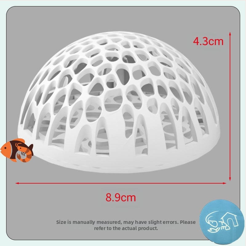 Plastmasas doļš hemisferisks patvērum akvārijam zivīm un garnelēm – droša slēptuve, dekors, vairošanās