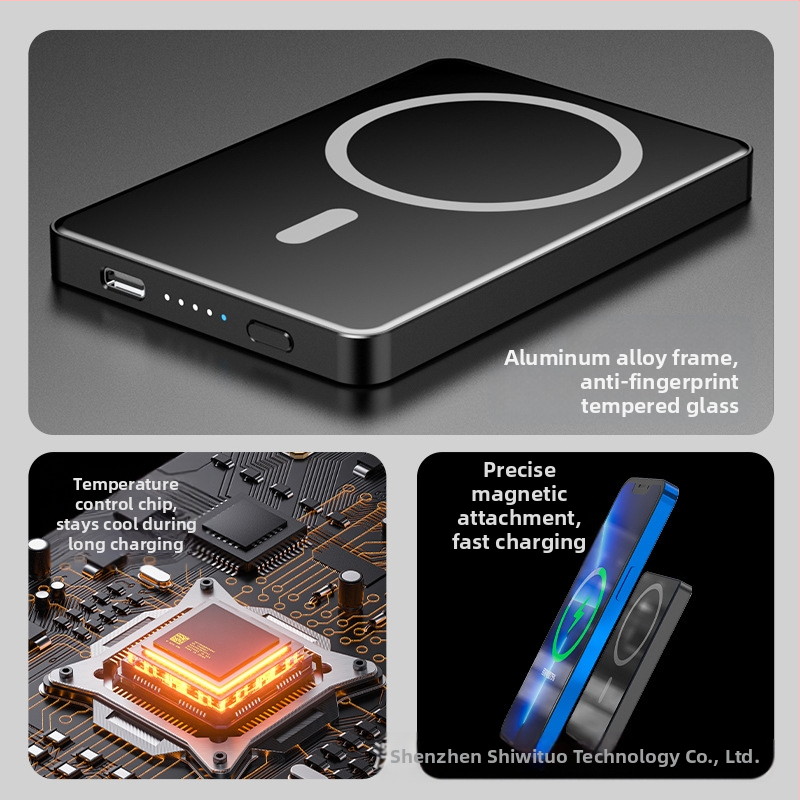 Vivito магнитно безжично преносимо зарядно устройство – 20W PD бързо зареждане, магнитно привличане, литиево-полимерна батерия 5000–10000mAh
