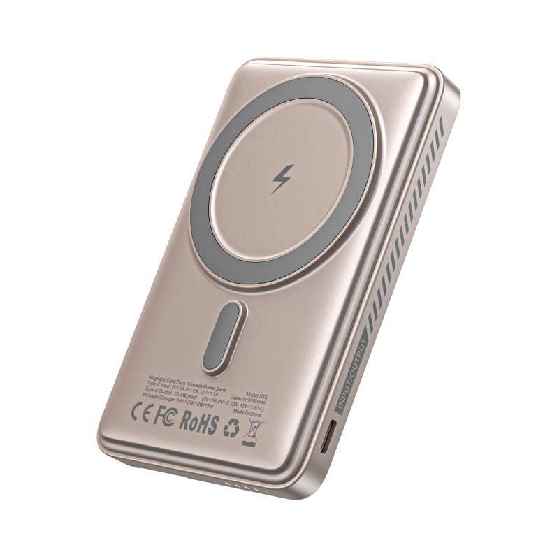 Μαγνητικό Ασύρματο Power Bank S15 — 15W έξοδος, γρήγορη φόρτιση QC3.0, μαγνητική φόρτιση
