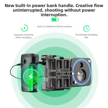 APEXEL VG05CH Nešiojamas daugiafunkcinės telefono klipas su Bluetooth rankena lauko tiesioginei transliacijai ir fotografavimui; medžiaga: aliuminio lydinys; suderinamas su Apple/Huawei/Oppo/Vivo/Xiaomi/OnePlus/Honor