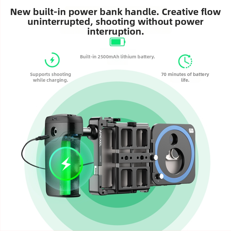 APEXEL VG05CH Prenosný viacúčelový klip na telefón s Bluetooth ovládačom pre vonkajšie livestreamy a fotografovanie; materiál: hliníková zliatina; kompatibilný s Apple/Huawei/Oppo/Vivo/Xiaomi/OnePlus/Honor