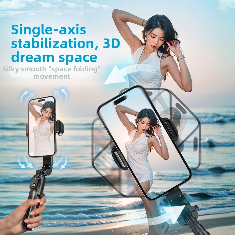 Q31 телефонен гимбал стабилизатор с Bluetooth дистанционно, анти‑трептене за излъчване на живо (алуминиева сплав; Bluetooth; дистанционно включено)