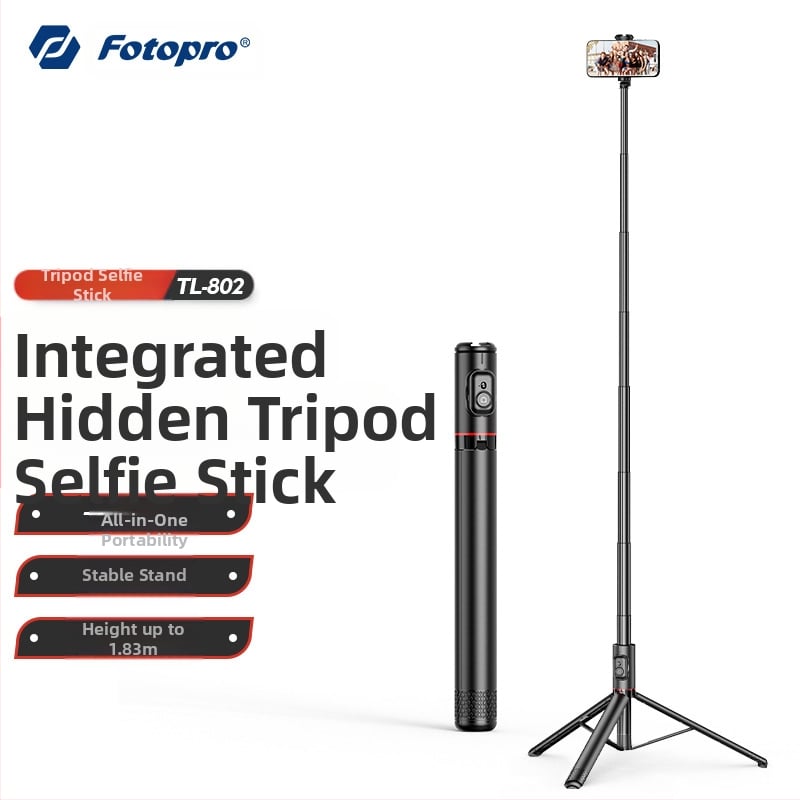 Fotopro Tl802 Подова стойка за смартфони с Bluetooth, преносима селфи-стойка