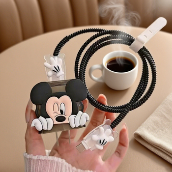 Uzlādes aizsargkorpuss ar atvērtā tipa vadu vērēju, animācijas stils, mīksta gumija, saderīgs ar Apple 20W ātro uzlādi