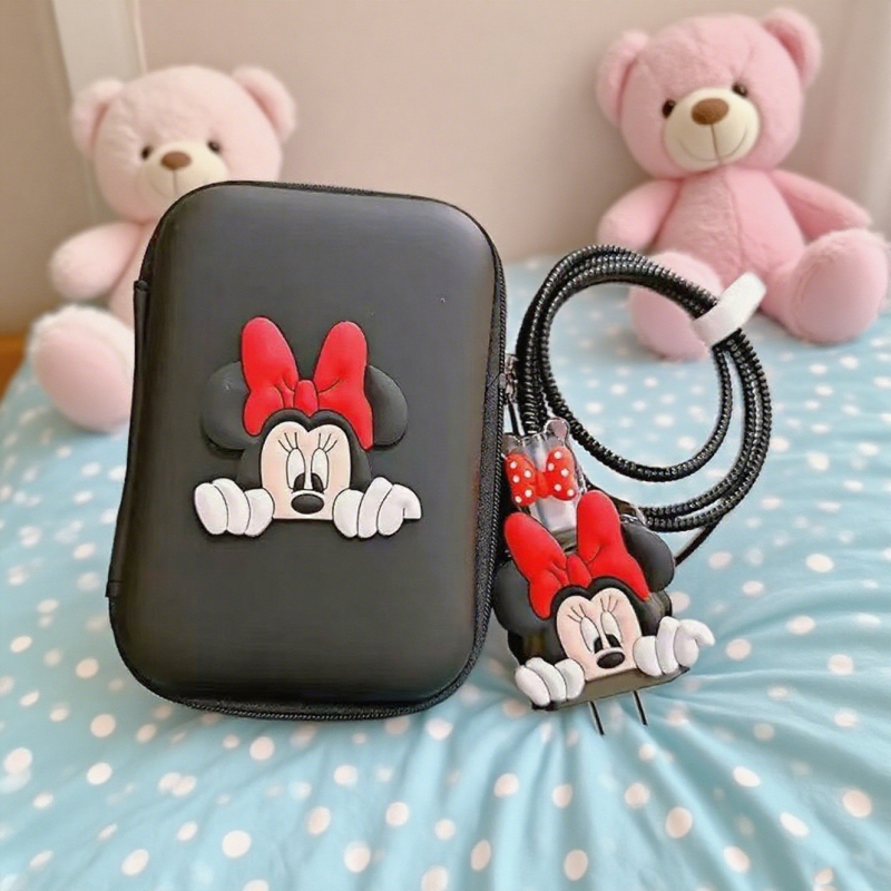 Uzlādes aizsargkorpuss ar atvērtā tipa vadu vērēju, animācijas stils, mīksta gumija, saderīgs ar Apple 20W ātro uzlādi