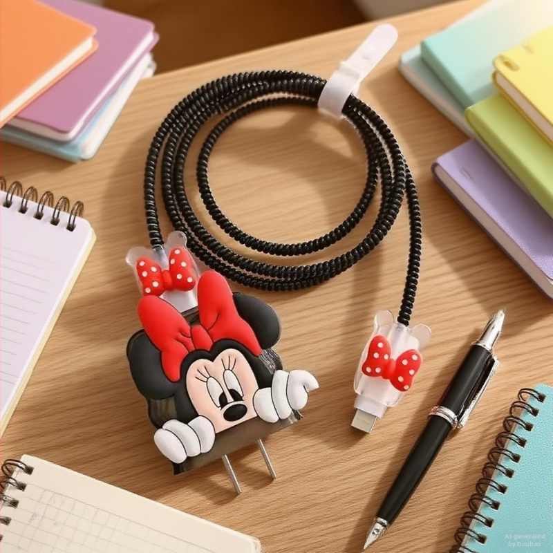 Uzlādes aizsargkorpuss ar atvērtā tipa vadu vērēju, animācijas stils, mīksta gumija, saderīgs ar Apple 20W ātro uzlādi