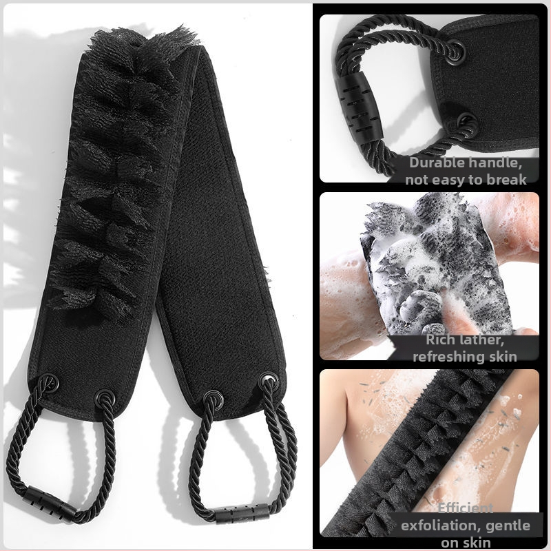 Мъжки скраб за гръб – двоен в едно душ‑четка, естествен каучук, ултра тънък, стандартна дължина