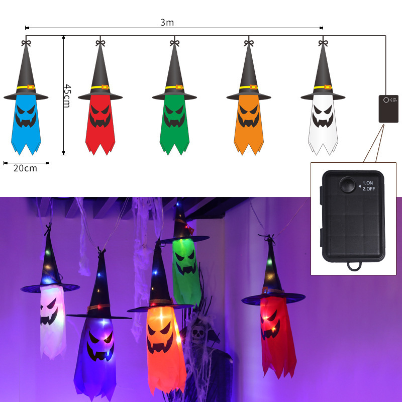 LED γιρλάντα Halloween με αστέρια, τροφοδοσία με μπαταρίες, εξωτερική αδιάβροχη IP65, 6W, ≤36V, έλεγχο με κουμπί