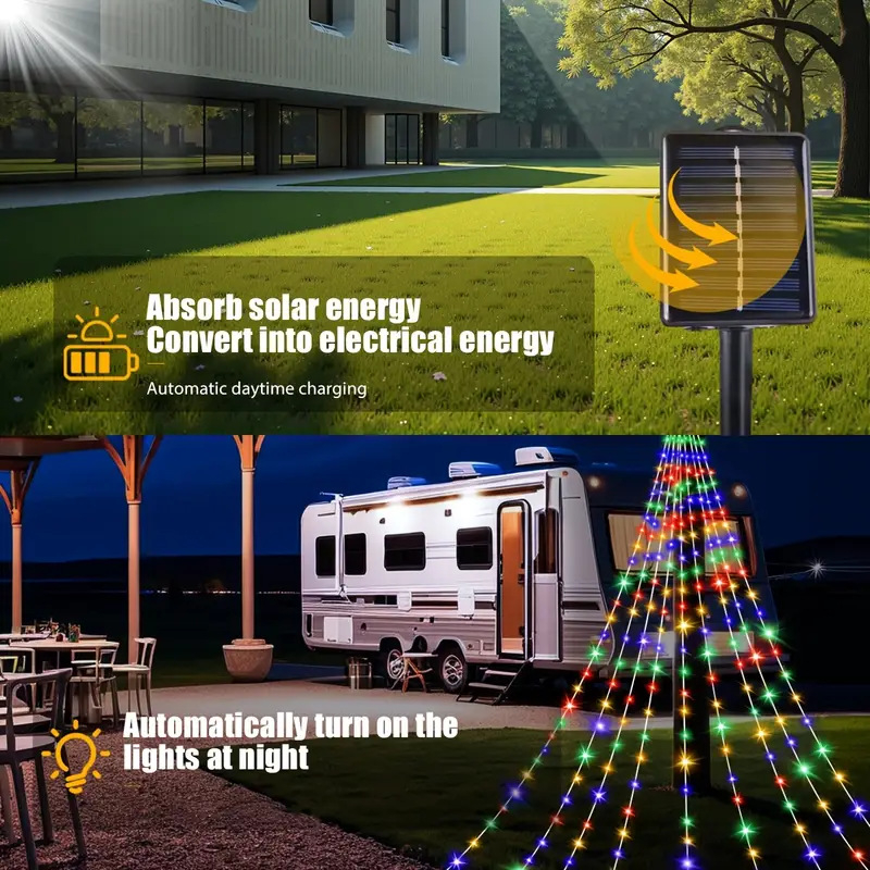 Ηλιακή LED φώτα καταρράκτη σε σχήμα πέντε ακρών αστέρα, εξωτερικού χώρου, IP65 αδιάβροχο, 0,6 W, ≤36 V, διακόσμητικό για χριστουγεννιάτικο δέντρο