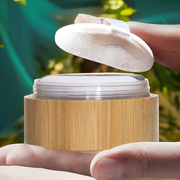Cutie de ambalare pentru pudră cosmetică, design bambus-lemn, gravură cu laser și serigrafie, personalizare disponibilă, etichetare privată licențiată
