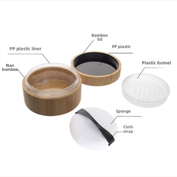 Κουτί συσκευασίας πούδρας μακιγιάρ σε σχέδιο μπαμπού-ξύλου, με χαρακτική λέιζερ και μεταξοτυπία, προσαρμοστική παραγγελία, διαθέσιμη ιδιωτική ετικέτα