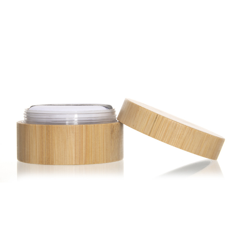 Cutie de ambalare pentru pudră cosmetică, design bambus-lemn, gravură cu laser și serigrafie, personalizare disponibilă, etichetare privată licențiată