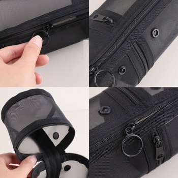 Кутия за четки за грим с голям капацитет, мрежест материал, за домашно съхранение, неутрален/унсекс, стил Международен тренд